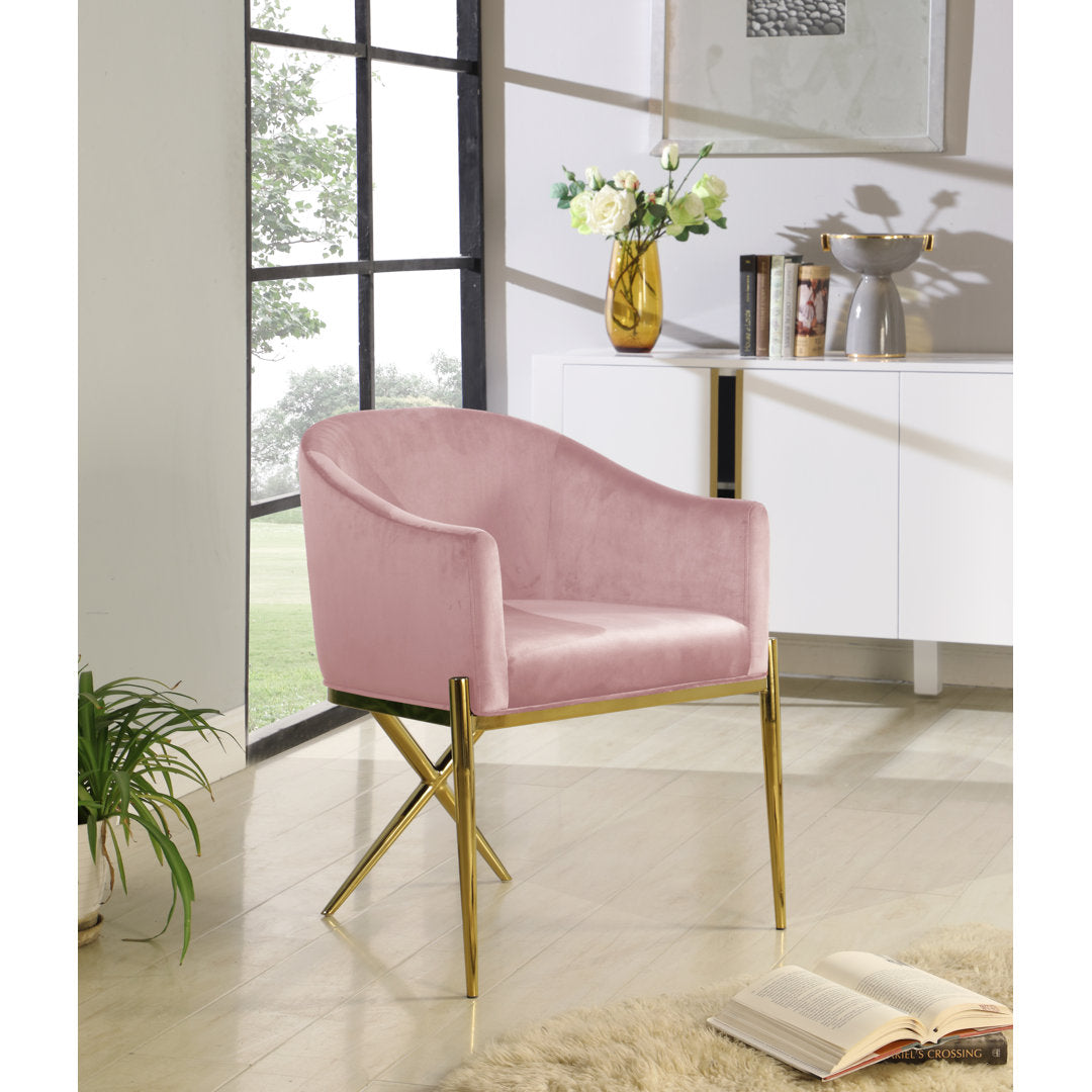 Niko Upholstered Dining Chair Willa Arlo™ Interiors Upholstery Color: Pink, Leg Color: Gold