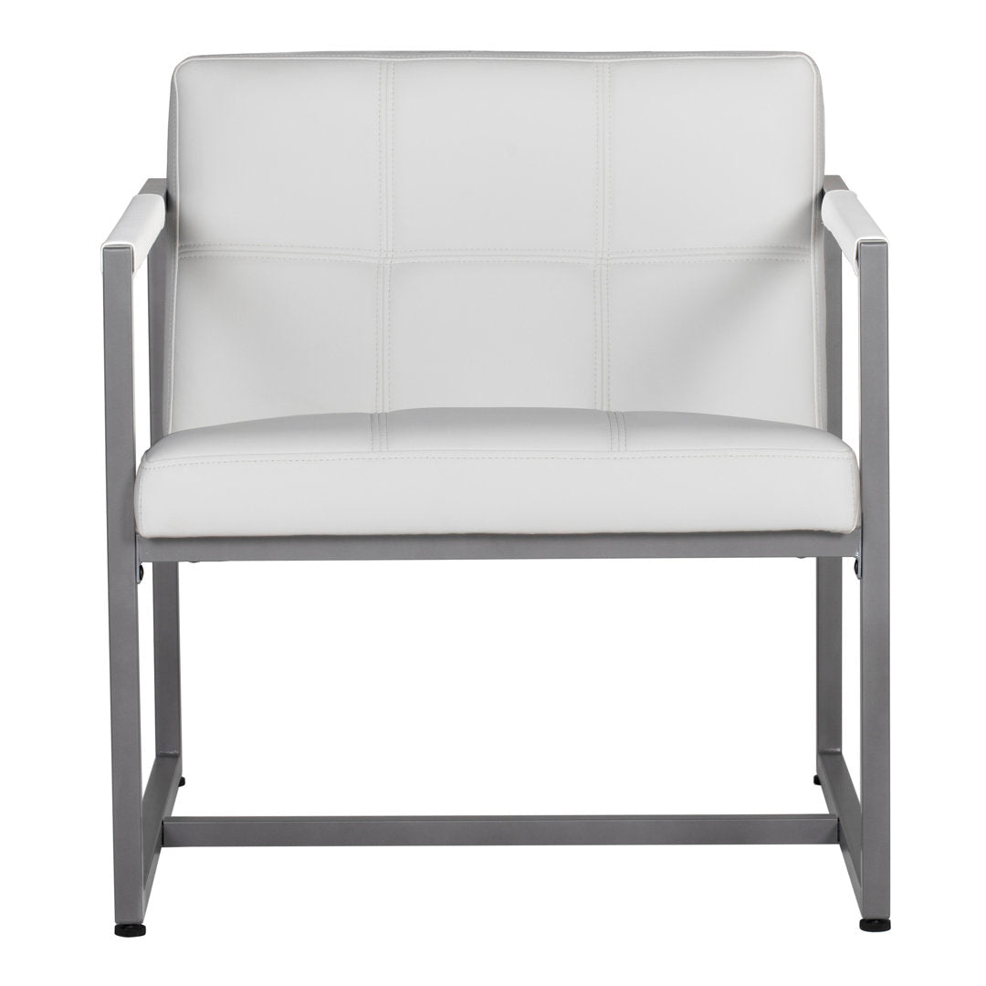 Holbeach 27.5" Wide Tufted Armchair Ivy Bronx Fabric: White Faux Leather