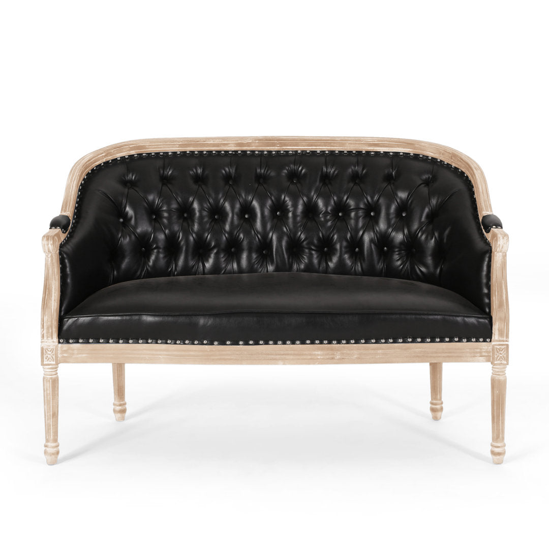 Atenea 49.5'' Upholstered & Birch Wood Loveseat August Grove® Upholstery Color: Midnight Black