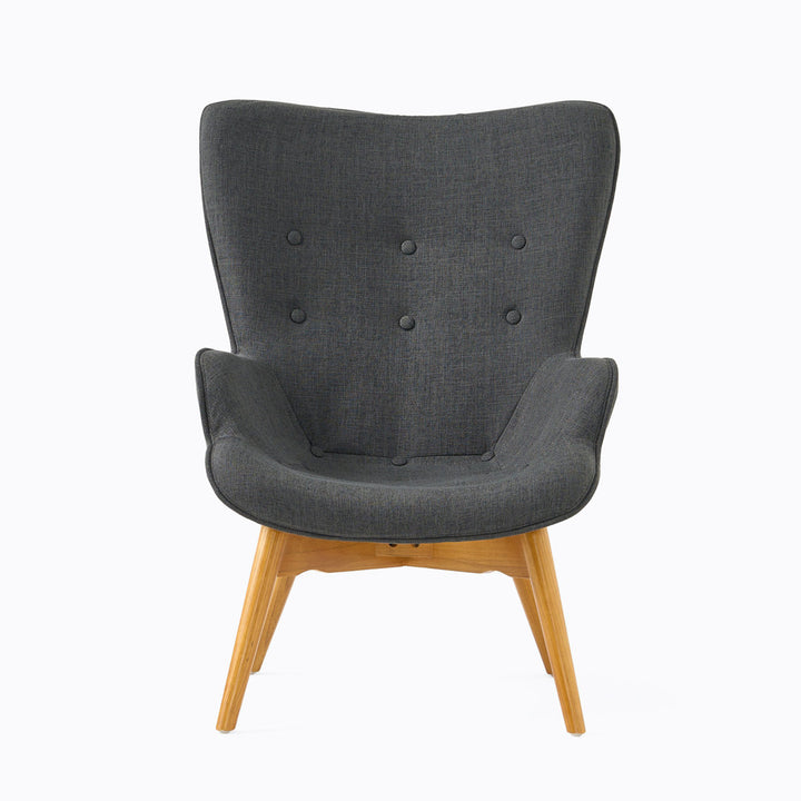 Dayon 68.58Cm Wide Tufted Polyester Lounge Chair and Ottoman George Oliver Fabric: Dark Gray Fabric