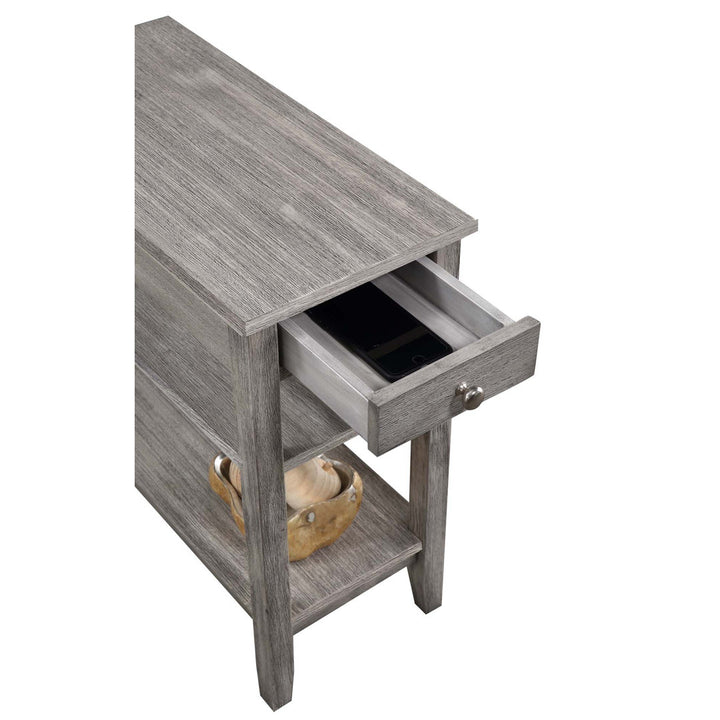 Carbin End Table with Drawer and Shelves Winston Porter Color: Light Gray Wirebrush