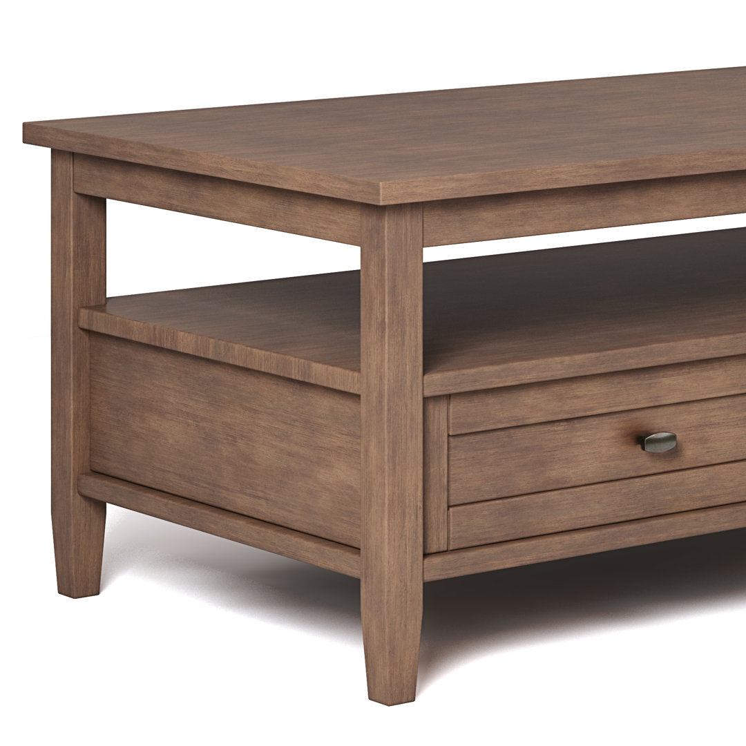 Warm Shaker SOLID WOOD 48 inch Wide Rectangle Transitional Coffee Table Simpli Home Color: Rustic Natural Aged Brown