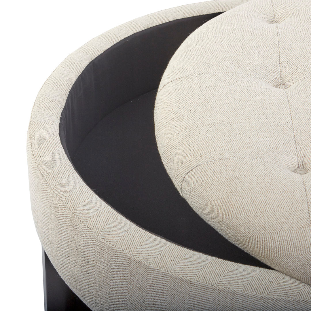 Miller Round Tufted Storage Ottoman Madison Park Upholstery Color: Cream