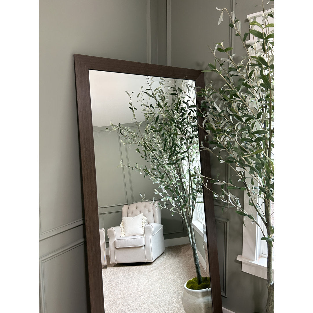 Shmuel Wood Framed with Safety Backing Ideal for Bathroom / Vanity Mirror Wade Logan® Size: 32" x 32" Finish: Dovetail Gray
