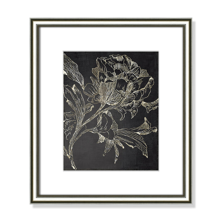 Golden Flower Folklore I by Asia Jensen - Picture Frame Graphic Art Print Joss & Main Size: 16.25" H x 14.25" W Format: Silver Framed