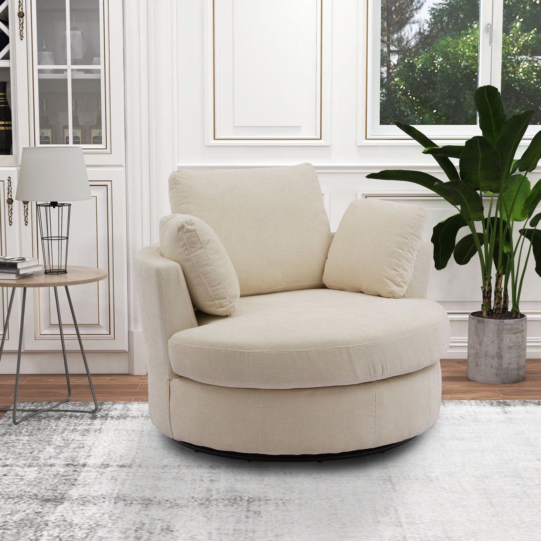 42" Wide Slipcovered Swivel Barrel Chair Latitude Run® Body Fabric: Beige Chenille