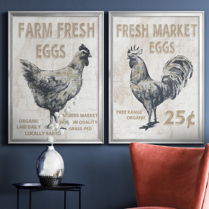 Farm Fresh Chicken - 2 Piece Print Set (Set of 2) August Grove® Mat Color: No Mat Size: 26.5" H x 73" W x 3" D Format: Silver Framed Canvas