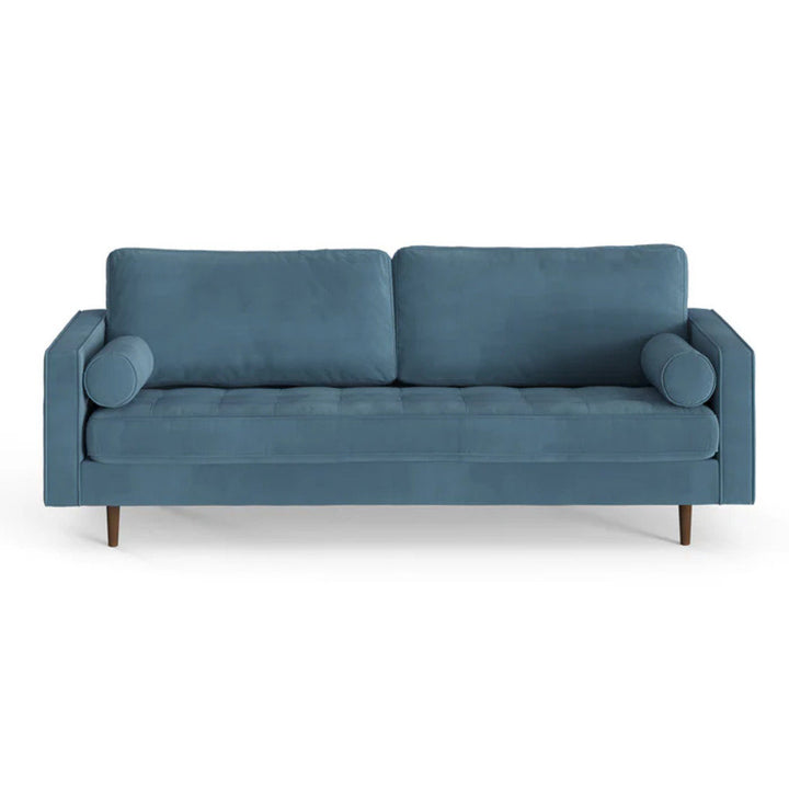 Geo 84" Upholstered Sofa AllModern Fabric: Ocean Blue Velvet