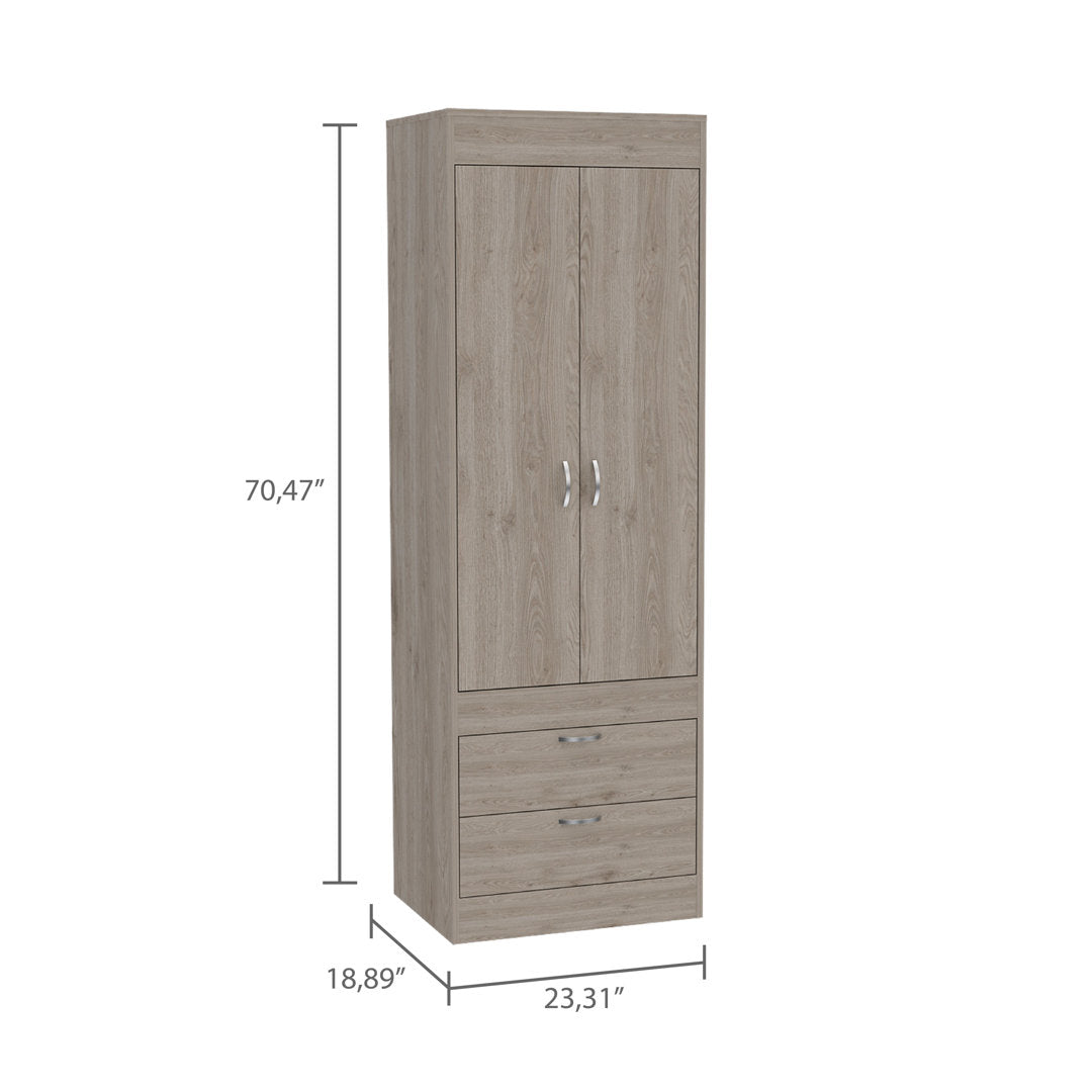Lisboa Armoire with Double Doors, 2 Drawers, and Hanging Rod Latitude Run® Color: Light Gray