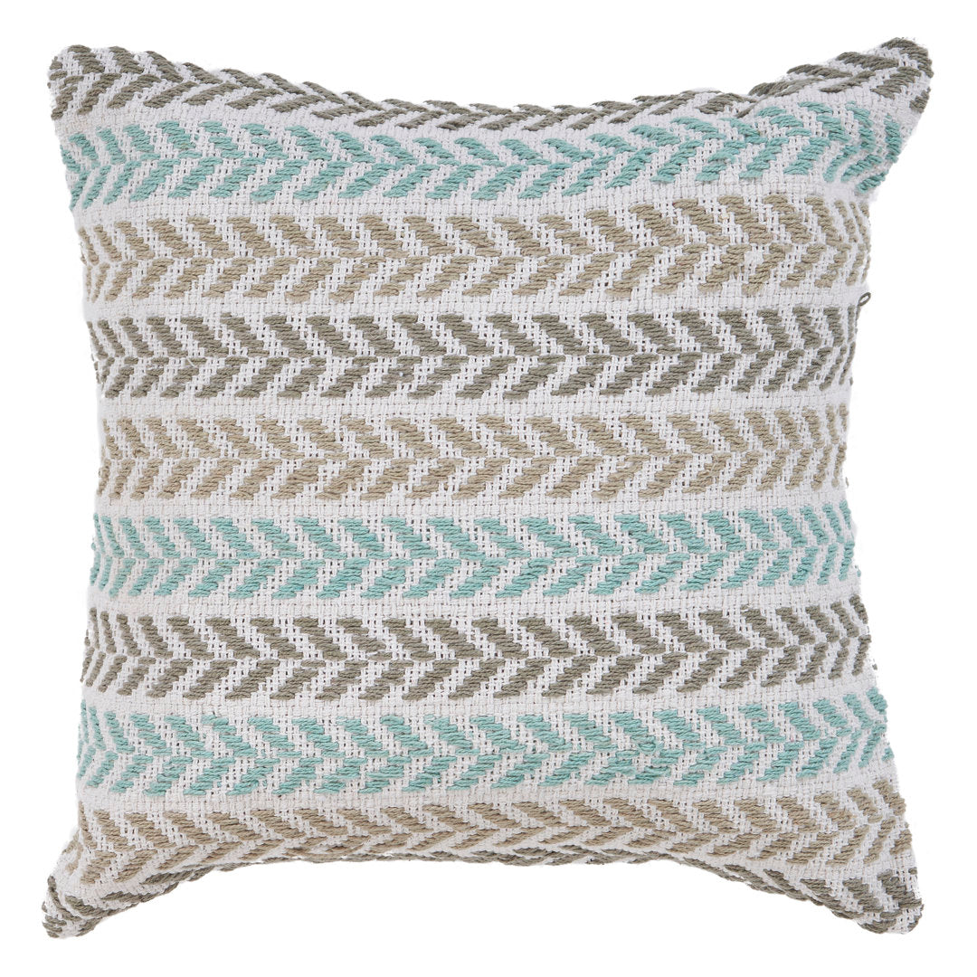 Hand-Woven Chevron Cotton Throw Pillow Rajani Home Color: Turquoise