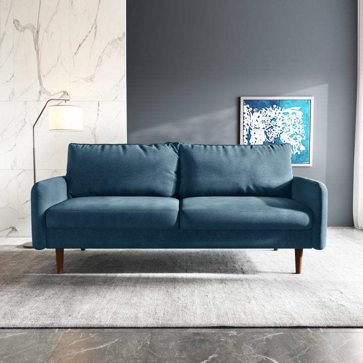 Anacapa 70" Velvet Round Arm Sofa Corrigan Studio® Fabric: Prussian Blue Velvet