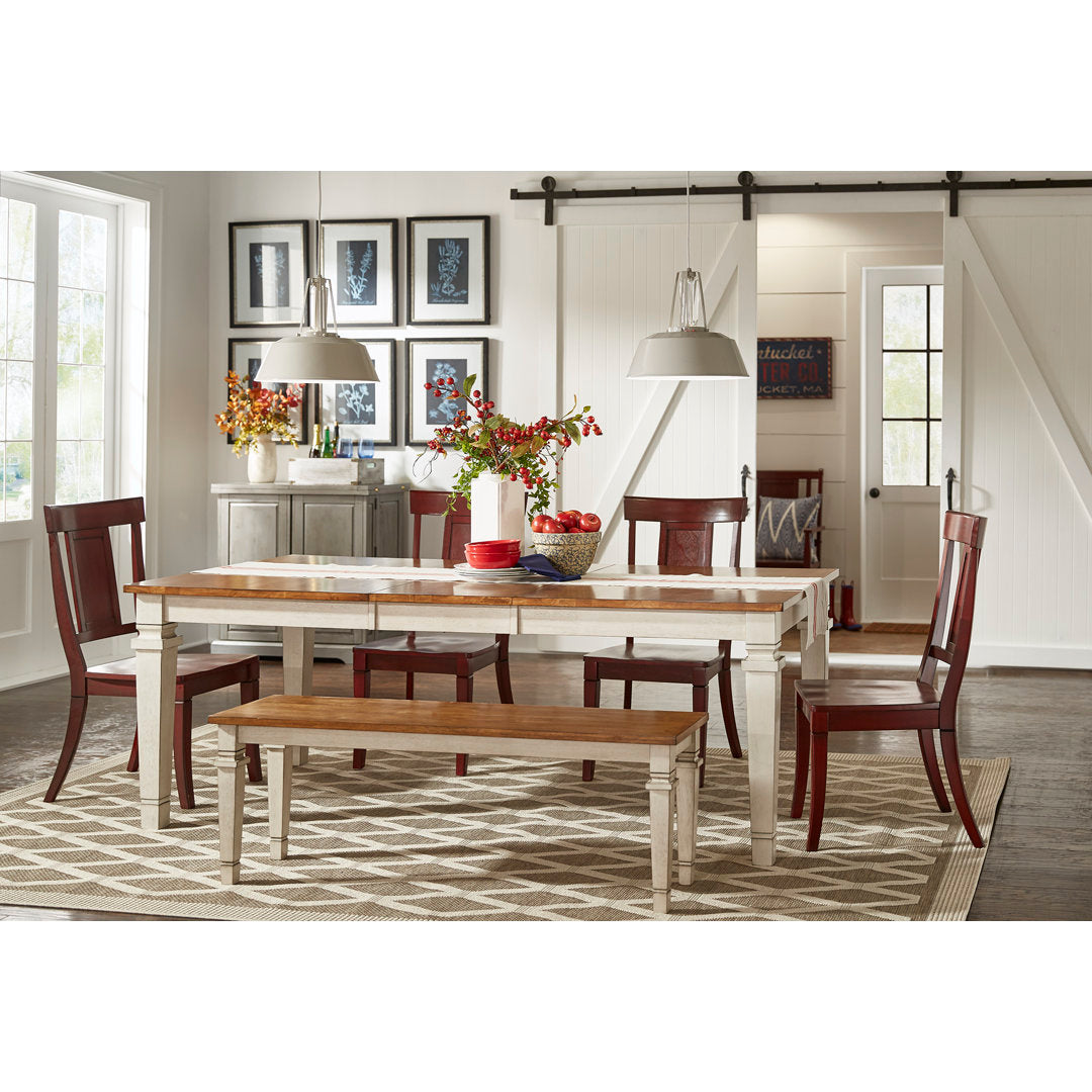 Alyra Extendable Solid Oak Dining Table Lark Manor™ Base Color: Antique White