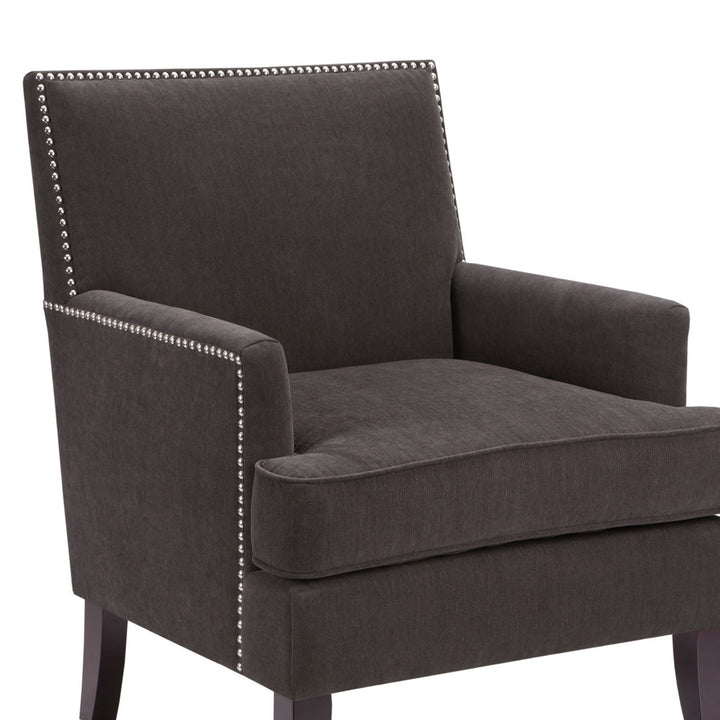 Colton Nailhead Club Chair Three Posts™ Upholstery Color: Charcoal Polyester