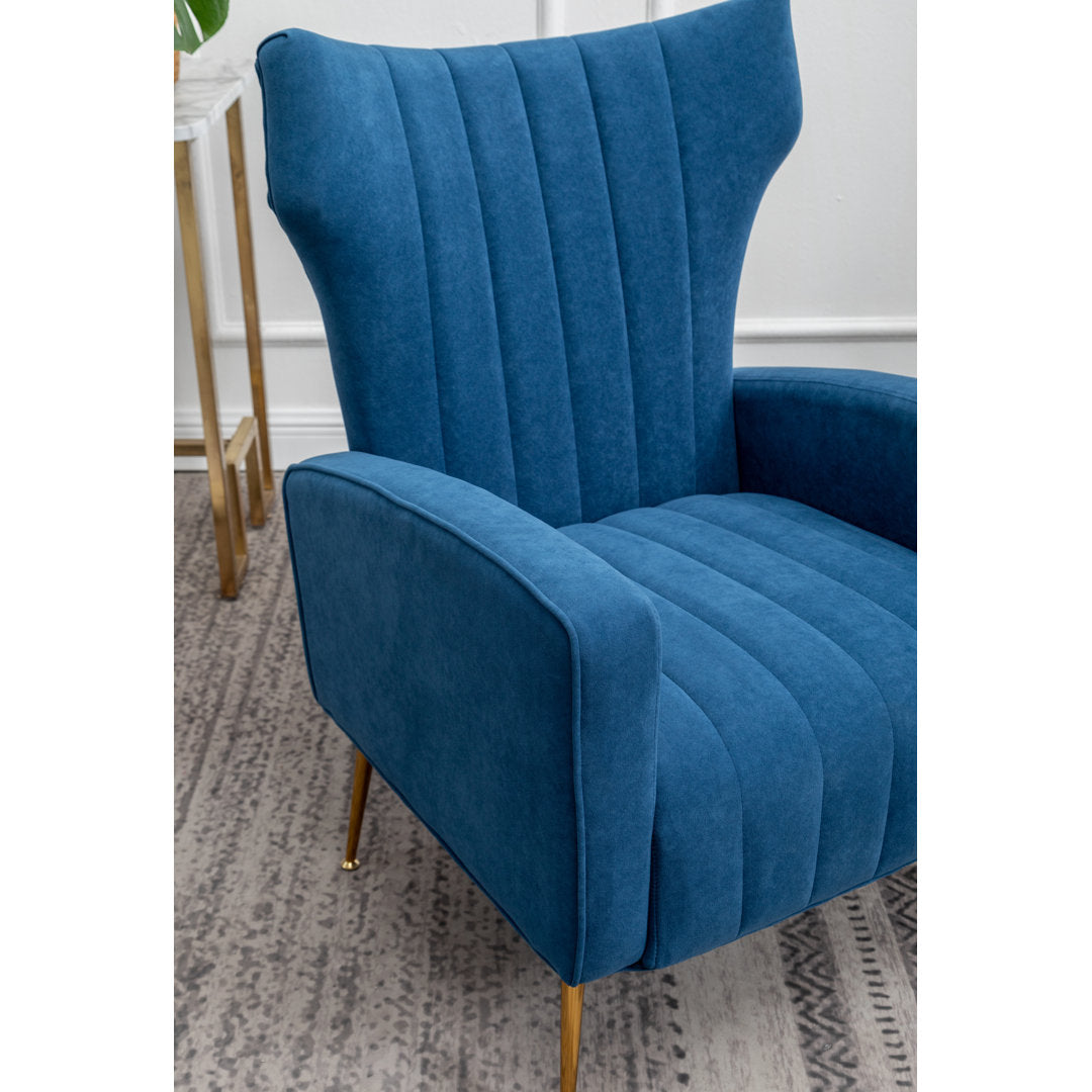 Floreal 27.5" Wide Velvet Wingback Chair Etta Avenue™ Fabric: Blue
