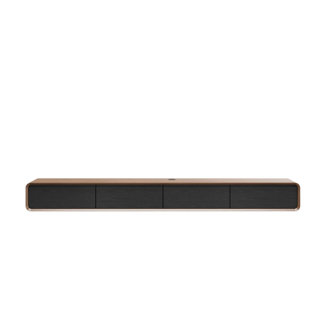 Randalstown Floating TV Stand, Entertainment Center with 4 Drawers, Solid Wood, Fully-Assembled Hokku Designs Color: Dark Brown/Black Overall Entertainment Center Width - Side to Side: 78.74''