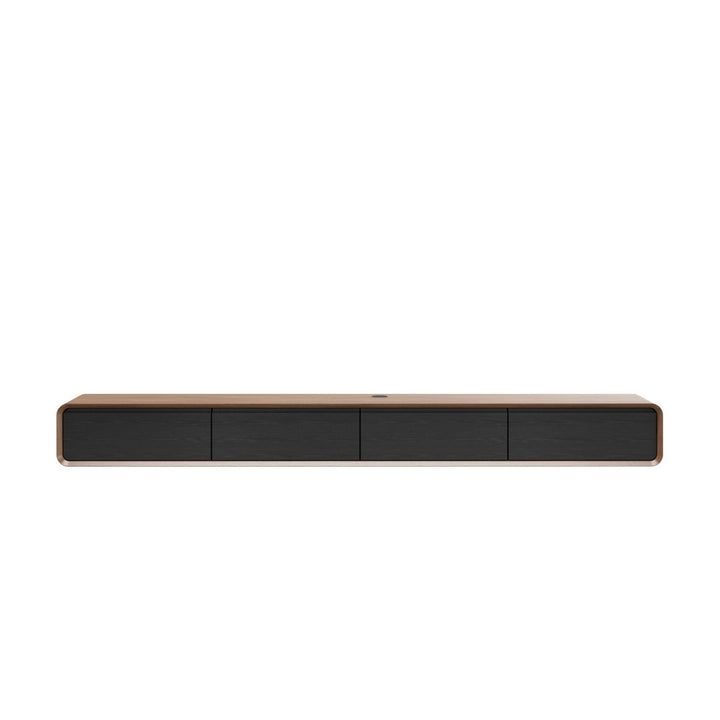 Randalstown Floating TV Stand, Entertainment Center with 4 Drawers, Solid Wood, Fully-Assembled Hokku Designs Color: Dark Brown/Black Overall Entertainment Center Width - Side to Side: 78.74''