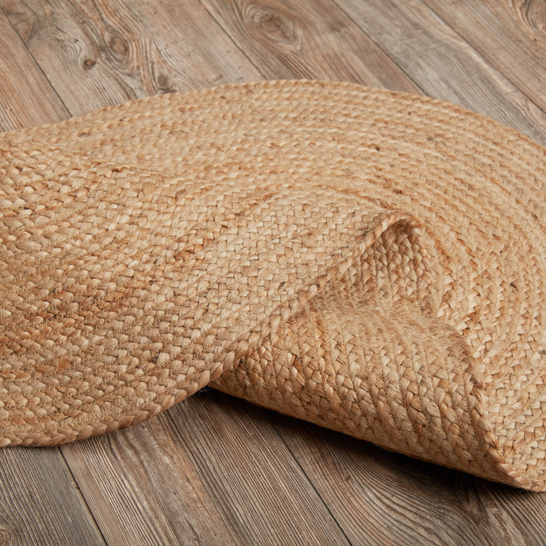 Charbonneau Braided Jute Natural Tan Area Rug Bay Isle Home™ Rug Size: Oval 2'3" x 4'