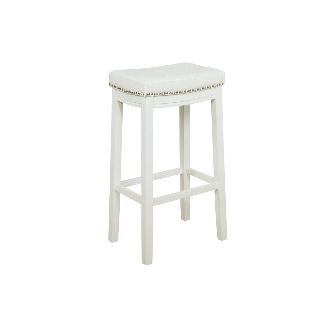 Arlyce Counter & Bar Solid Wood Backless Stool with Upholstered Seat Lark Manor™ Seat Height: Bar Stool (32.25" Seat Height)