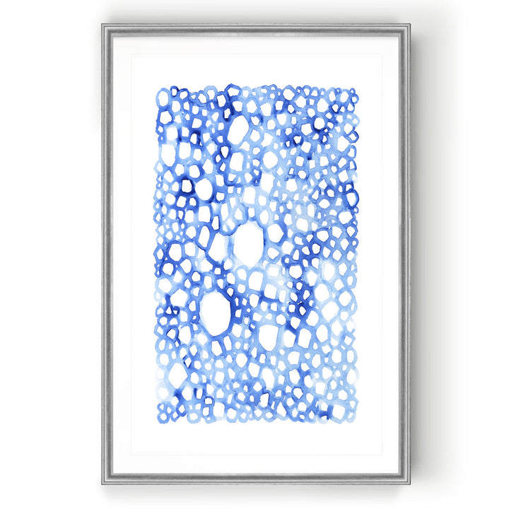 Indigo Plexus I' Print on Canvas Highland Dunes Size: 26.5" H x 36.5" W x 1.5" D Format: Silver Framed