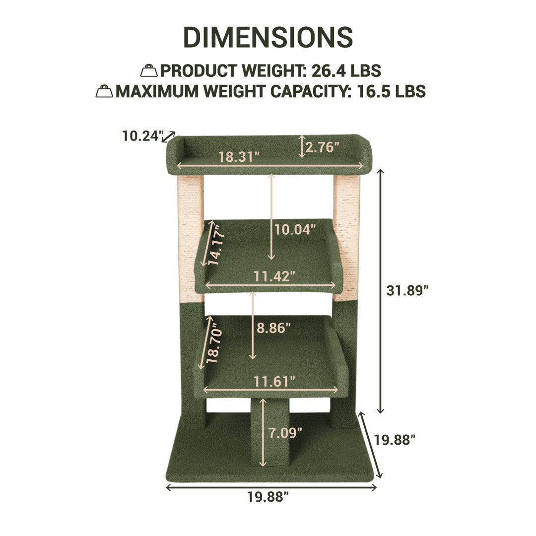31.3" Towcester Cat Tree, Climbing Tower Cat Condo Tucker Murphy Pet™ Color: Green