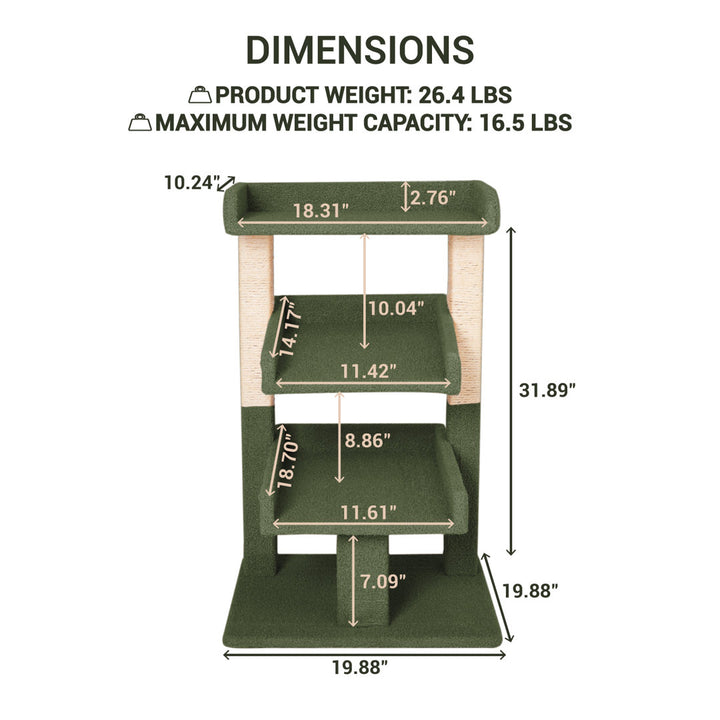 31.3" Towcester Cat Tree, Climbing Tower Cat Condo Tucker Murphy Pet™ Color: Green