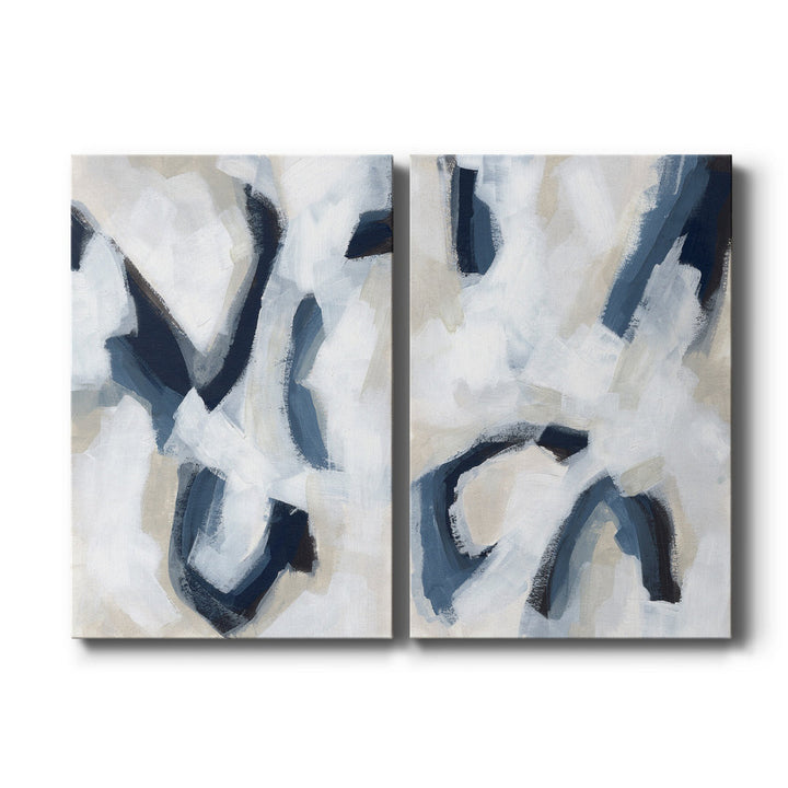 Indigo Imprint I Premium Gallery Wrapped Canvas - Ready To Hang (Set of 2) Wade Logan® Size: 48" H x 64" W x 1" D