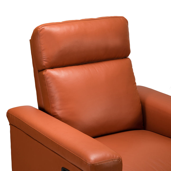 Aziah 34.65" Wide Genuine Leather Power Recliner With USB Port Wade Logan® Body Fabric: Brick Genuine Leather