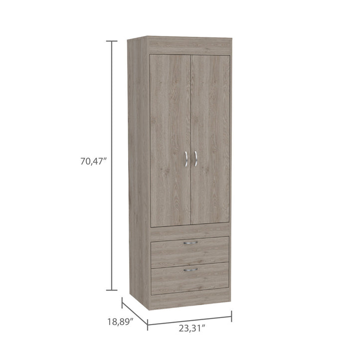 Lisboa Armoire with Double Doors, 2 Drawers, and Hanging Rod Latitude Run® Color: Light Gray