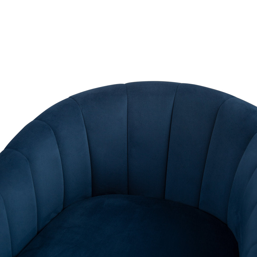 Lydia 29.5" Wide Velvet Upholstered Swivel Barrel Chair Latitude Run® Body Fabric: Blue Cotton Blend