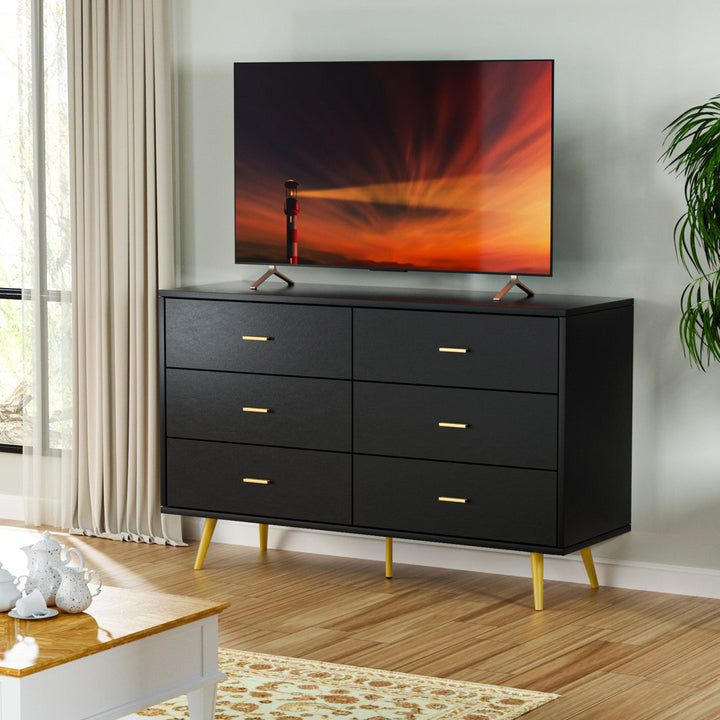 Kamily 6 Drawer 47.25" W Double  Dresser Mercer41 Color: Black