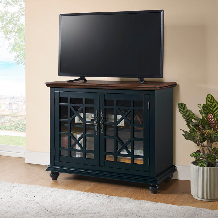Ahmara 2 - Door Accent Cabinet Three Posts™ Color: Coffee Walnut/Catalina Blue