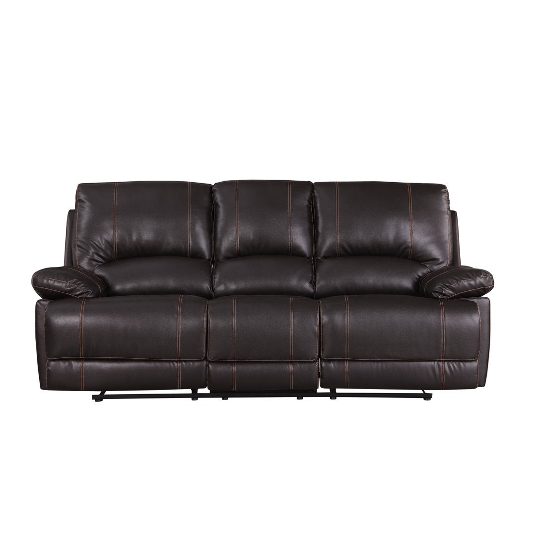 Trower 89" Faux Leather Pillow Top Arm Reclining Sofa Red Barrel Studio® Upholstery: Brown Faux Leather