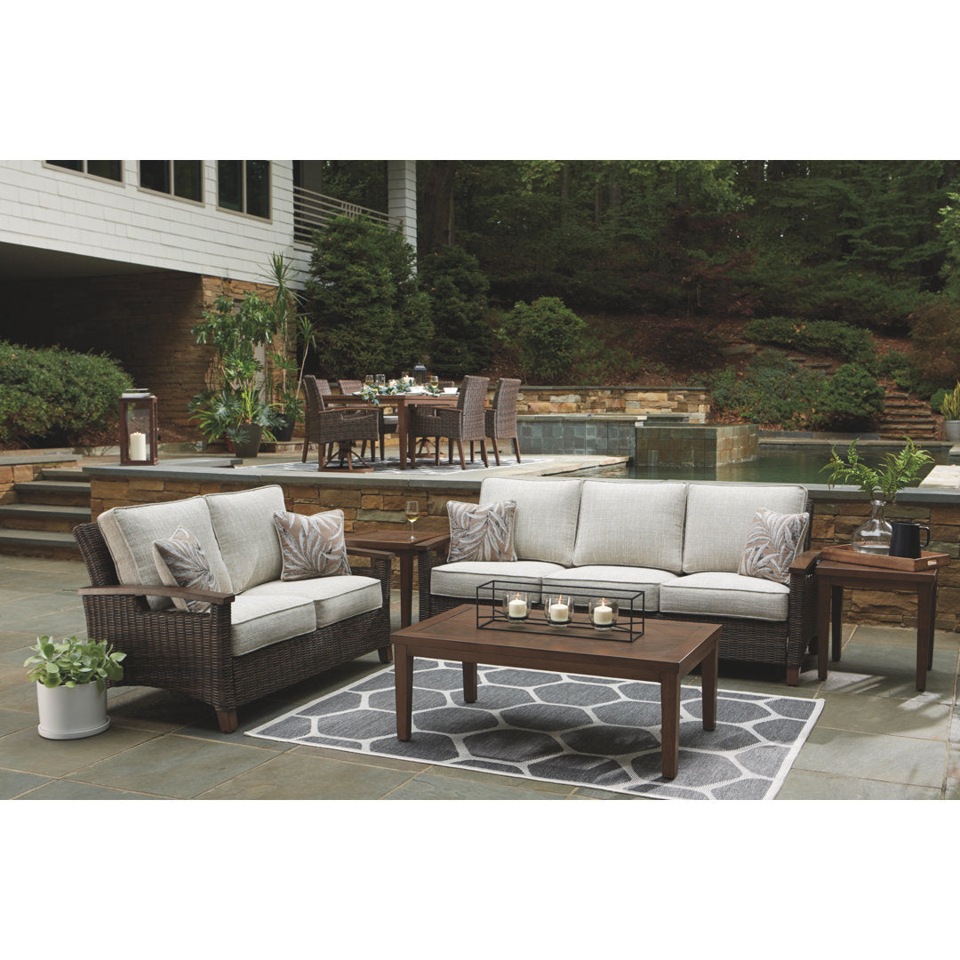 Estill Patio Sofa with Cushions Highland Dunes