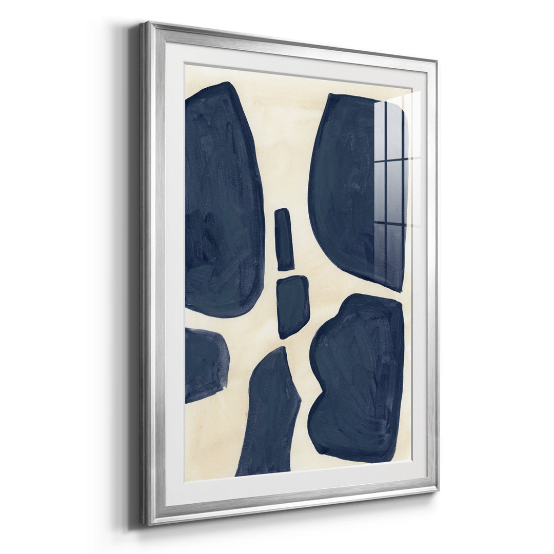 Blue Pieces II - Picture Frame Print Orren Ellis Size: 42.5" H x 30.5" W x 1" D Format: Silver