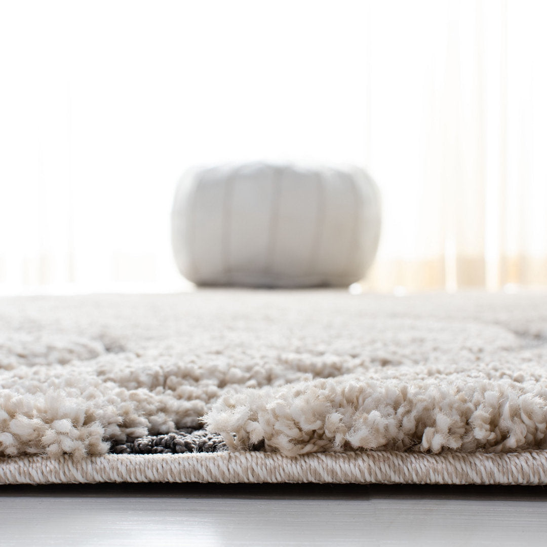 Ashal Abstract Cream/Gray Area Rug Wade Logan® Rug Size: Square 10'