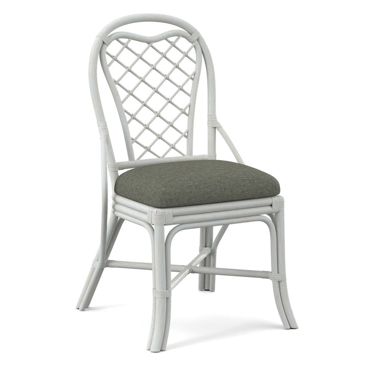 Trellis Back Side Dining Chair Braxton Culler Upholstery Color: Blue Buffalo Check; 0120-61, Frame Color: Bisque
