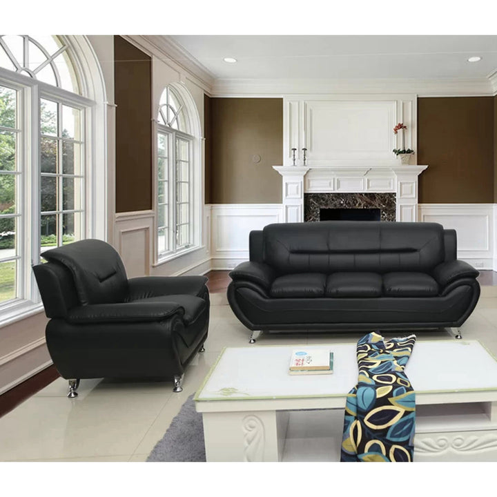 Mulvey 80" Faux Leather Pillow Top Arm Sofa Orren Ellis Upholstery Color: Black