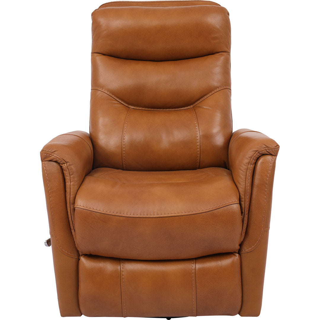 30" Top Grain Leather Manual Swivel Glider Recliner with Flared Arms Red Barrel Studio® Upholstery Color: Butterscotch Genuine Leather