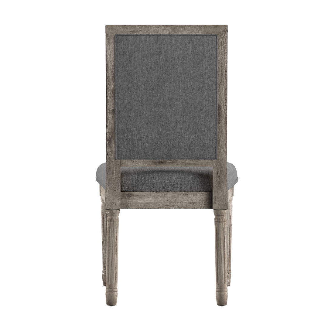 Libretto Solid Wood Side Chair (Set of 2) Kelly Clarkson Home Upholstery Color: Dark Gray, Leg Color: Antique Gray Oak
