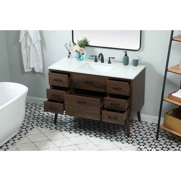 Burkley 48'' Single Bathroom Vanity Set Mercury Row® Base Finish: Walnut
