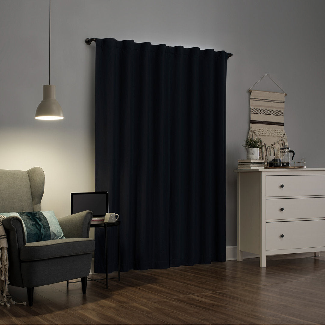 Wayfair Basics Thermal 100% Blackout Back Tab/Rod Pocket Curtain Panel Wayfair Basics® Curtain Color: Navy Size per Panel: 40" W x 84" L