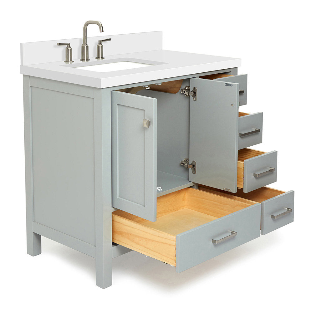 Amariani 37" Single Bathroom Vanity Set Latitude Run® Base Finish: Gray, Hardware Finish: Satin Nickel