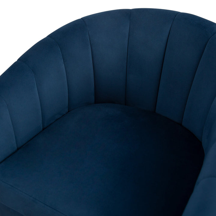 Lydia 29.5" Wide Velvet Upholstered Swivel Barrel Chair Latitude Run® Body Fabric: Blue Cotton Blend