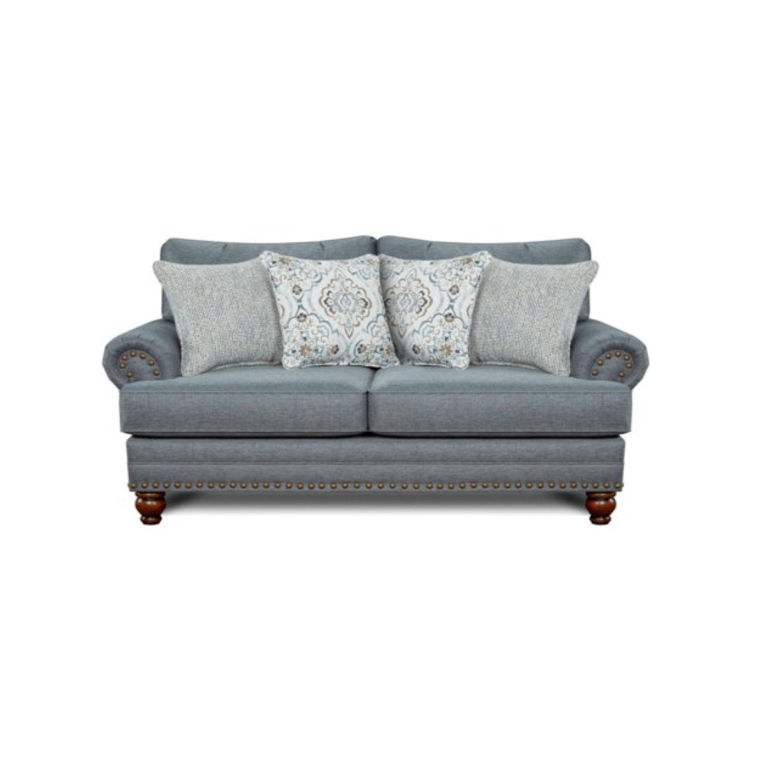 Freda 78" Loveseat with Reversible Cushions Three Posts™ Fabric: Gray Polyester