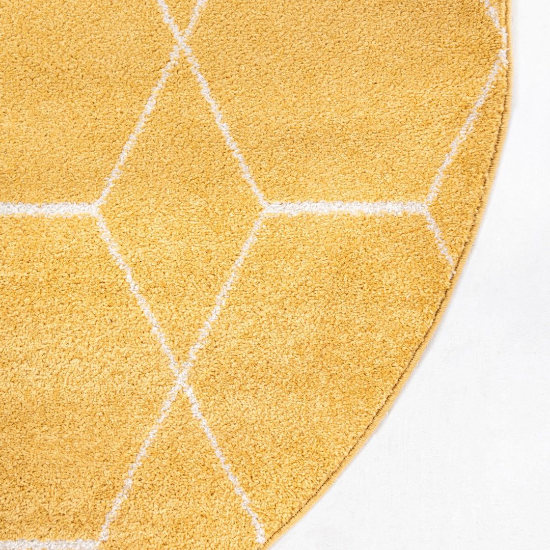 Debrodie Geometric Yellow Area Rug George Oliver Rug Size: Round 4'1"