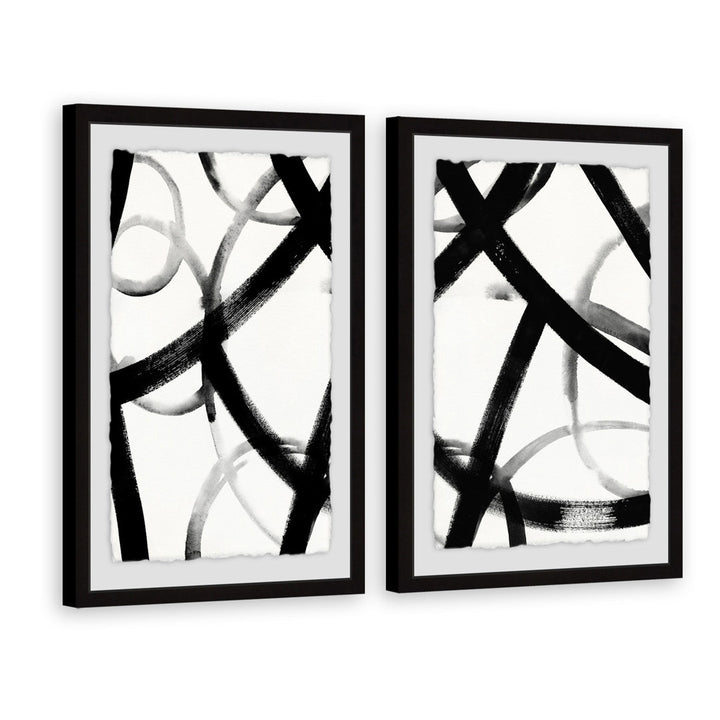 Monochrome Ripple Diptych' 2 Piece Framed Print Set Orren Ellis Size: 45" H x 30" W x 1.5" L