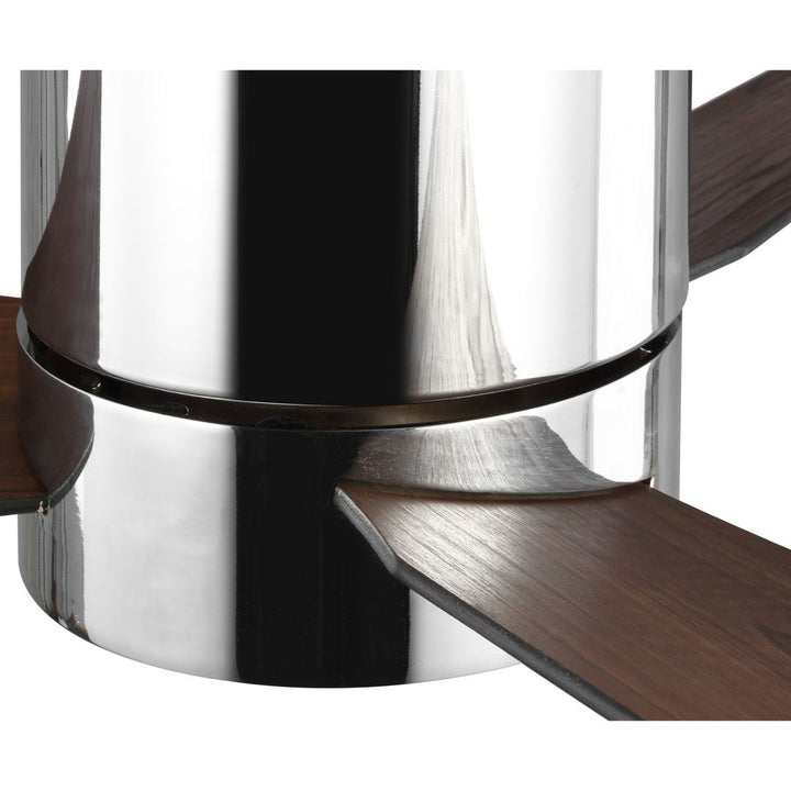 Goren 56" 3 - Blade LED Flush Mount Ceiling Fan with Remote Control and Light Kit Included AllModern Finish: Polished Chrome with Black/Walnut Blades