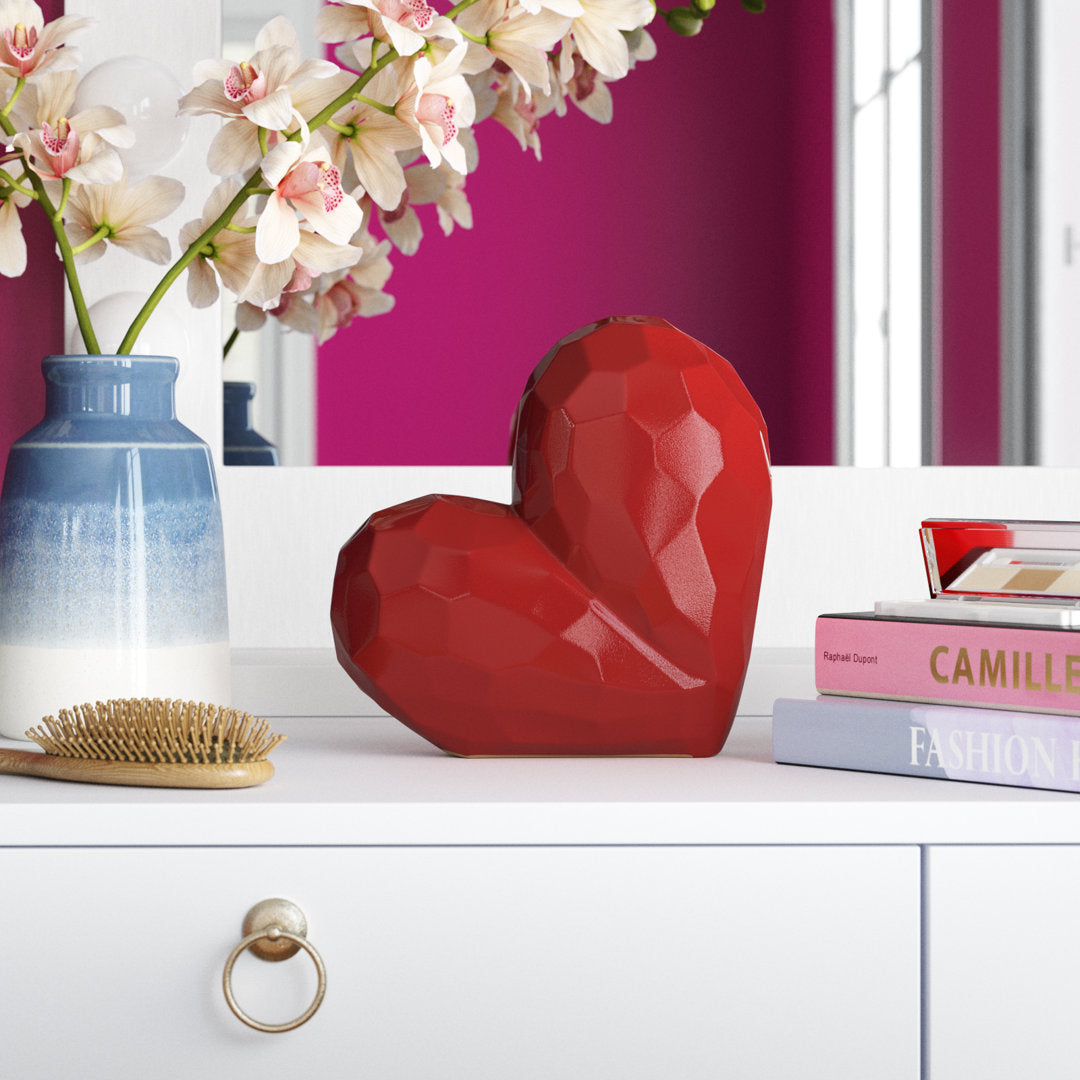 Modern Heart Novelty Sculpture Etta Avenue™ Teen Size: 8" H x 3" W x 8" D Finish: Red
