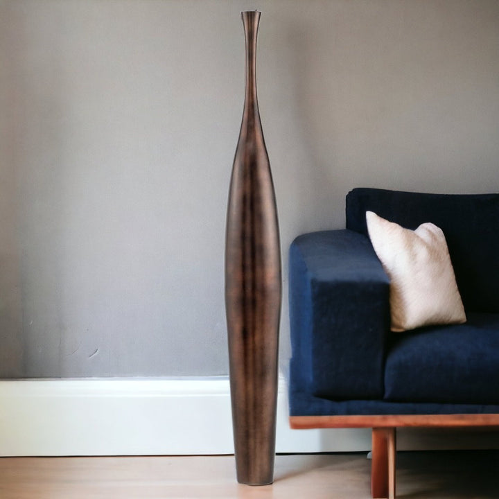 Lesle Copper Antique Aluminum Floor Vase Ivy Bronx Size: 50" H x 6" W x 6" D