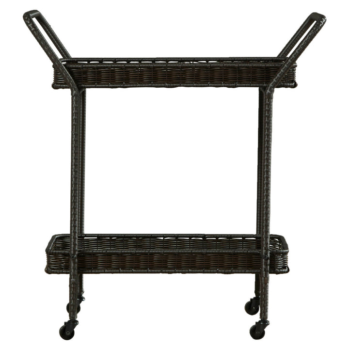 Warba Bar Cart with Metal Frame and Wicker Outer Bay Isle Home™ Color: Espresso